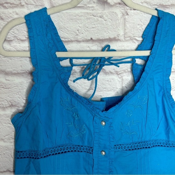 Free People Kerry Embroidered Ruffle Trim Cotton Tank Top Size Medium - Picture 6 of 14